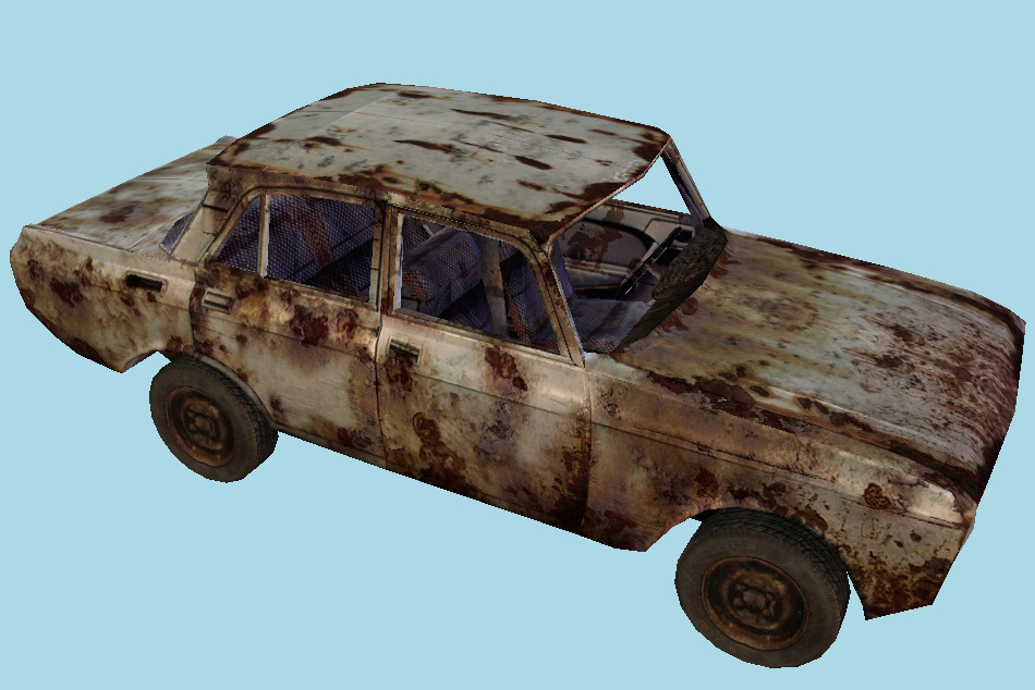 Moskvitch Rusty Old Car 3d model